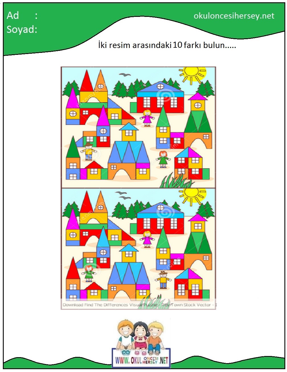 okul öncesi İki Resim Arasındaki Farkı Bul